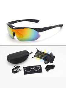1 套运动护目镜，双层镜片，多功能可更换彩色镜片，防风防沙可拆卸镜腿，户外骑行登山运动眼镜，适合夏季海滩度假、户外、旅行