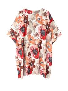 花卉印花蝙蝠袖和服夏季休闲度假 - 彩色 - 查看 6