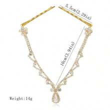 1件优雅水晶水钻水滴形眉坠新娘额链，适合婚礼、派对、头饰、情人节配饰