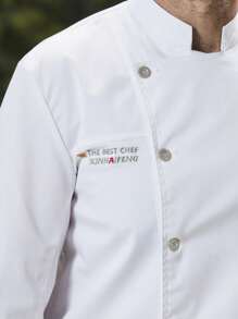 Chef Uniform Long Sleeve, Autumn/Winter, White, Washable, Pill-Resistant, Skin-Friendly Fabric, Color-Fast And Shrink-Resistant, Suitable For Hotels, Restaurants, Bakeries, Cafes, Kitchens, Cafeterias, For Men, Long Sleeve Work Uniform, Long Sleeve Chef Uniform - White - View 5