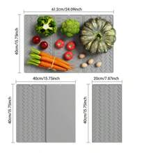 3-Fold Silicone Drying Mat - Heat-Resistant Kitchen Counter Protector For Dishes & Cookware | Space-Saving Storage (Ideal For Eid/Christmas Prep),Non-Slip Kitchen Mats For Sink Side, Natural And Hygienic Kitchen Essential For Home And Kitchen Room Decor, Part Of Your Cozy Fall& Winter Styles And Christmas Decorations