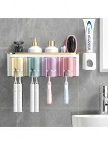 1 conjunto de porta-escovas de dentes e copo, organizador criativo para escovas de dentes e enxaguantes bucais, para pendurar na parede, para organização de banheiro, decoração para casa e banheiro, verão, volta às aulas