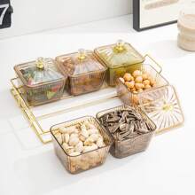 صينية تقديم أنيقة ذات غطاء - مثالية لتقديم المكسرات والحلويات وغيرها - خيار مثالي لطاولة الصالون ومائدة القهوة في المنزل