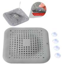Silicone Bathroom Or Kitchen Drain Cover With Suction Cups And Easy To Clean - Grey - View 3