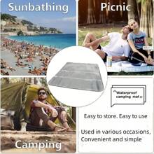 1pc Outdoor Double-Sided Aluminum Foil Moisture Proof Camping Mat, Beach Blanket For 2-4 People, Thick Picnic Pad For Tents, Camping Ground