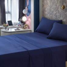 4pieces(Full/Queen/King)Lightweight Solid Comforter Cover Set For All Seasons,Twin(3 Pieces),Soft & Comfortable Cover Bed In A Bag Cover Set For Student/Friends/Colleage,A Cloud-Like Sleeping Space All Year Round,Spring/Summer/Autumn/Winter,Great Gift - Navy Blue - View 3
