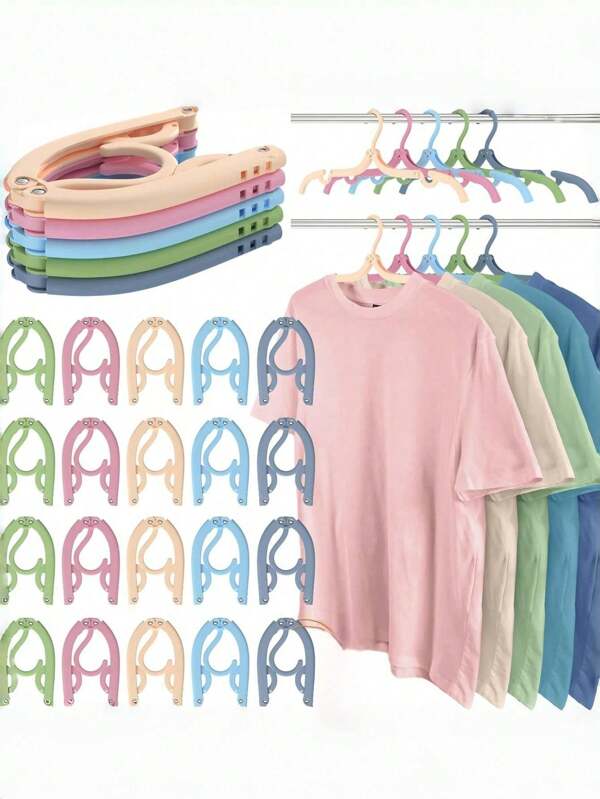 10pcs/5pcs/1pc Random Color Foldable Hanger, Multi-Functional Foldable Drying Rack, Portable Clothes Drying Rack, Non-Slip Foldable, Suitable For Home, Travel, Outdoor, Business Trip, Clothes Storage, Drying, Holiday Gift, Laundry Supplies, Clothes Rack