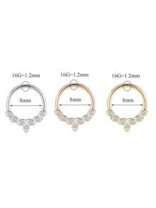 1pc 16G Septum Rings Stainless Steel Nose Rings Hoop Inlaid With Zirconia Multifunctional Ring Daith Earrings Hoop Cluster CZ Hinged Segment Clicker Daith Helix Conch Tragus Ear Piercing - Nasal Septum Ring - View 22