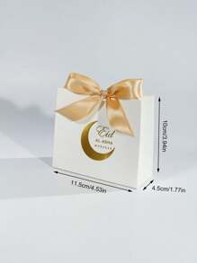 10pcs Eid Al Adha Favor Boxes – Elegant Crescent Moon Design – White & Gold Small Gift Bags With Satin Ribbon Bow – Ideal For Chocolates, Candies, And Festive Treats – Perfect For Islamic Holiday Celebrations & Party Decorations - 11.5X4.5X10cm - View 11
