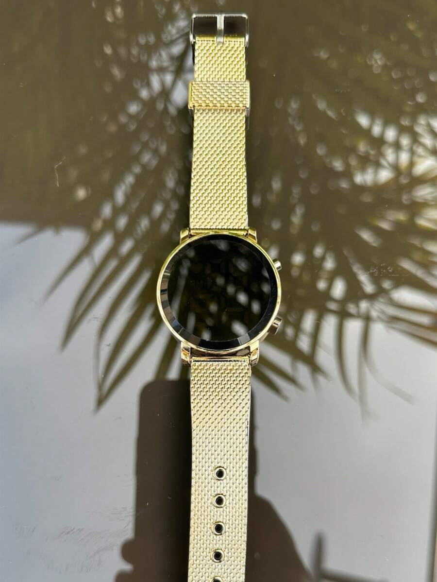 Women's Round LED Digital Watch, Black Silver Gold Rose - Gold - View 1
