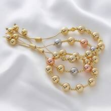 1 szt. Miedziano-złota regulowana bransoletka z koralików z zawieszką w kształcie serca, prosty styl hip-hopowy, zdobiona sztucznymi perłami, odpowiednia do codziennego noszenia przez kobiety, biżuteria na każdą porę roku