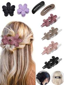 1/3/4pcs Flat Top Hair Clips, Fashion Matte Non-Slip Hair Clips Suitable For All Hairstyles, Multiple Styles For Women Bridal Wedding Party Hair Accessories Home Bathroom Decor