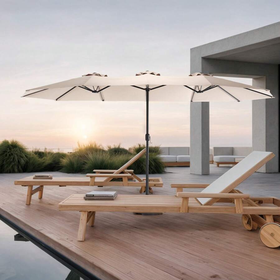 okwish Parasol Garden Parasol Cantilever Parasol Balcony Parasol With Crank, 453 * 267 Cm (L * W) - Khaki - View 1