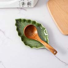 1/2pcs Ceramic Spoon Rest For Stove Top, Cute Green Leaf Shaped Spoon Rest/Spoon Holder For Kitchen Countertop, Farmhouse Decor Leaf Shape Spatula Holder Utensil Rest, Gift For Mother's Day Housearming Thanksgiving Christmas