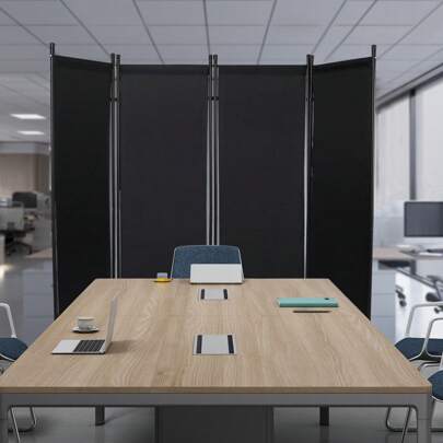 Faltbarer Raumteiler hoher Sichtschutz  Büro/Raumtrenner Schwarz