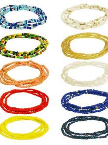 5pcs/Set Kids' Boho Low Price Belly Chains, European & American Beach Bikini Waist Beaded Chains - Multicolor - View 8