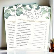 10/25/50 Pcs Eucalyptus Bridal Shower Games & Activities (You Know How Cute Couples Are), Bachelorette Party Games, Fun Wedding Games And Activities, Engagement Party - Multicolor - View 2