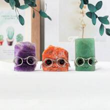 1PC Natural Crystal Gemstone Pets DIY Handmade Crystal Carving Hedgehog Fengshui Sculpture For Pet Memorial Ornament Home Garden Christmas Gift - Glasses Doll - View 5