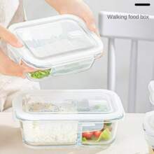 1 件玻璃午餐盒，密封玻璃午餐盒，带盖玻璃食品储存容器，适用于微波炉、烤箱、冰柜和洗碗机，耐热玻璃餐盒，工作/学校午餐盒，圣诞礼物