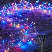 Solar Powered Fireworks Lights, 100/200 LED Copper Wire Lights, 8 Modes, Suitable For Yard, Garden, Camping Decoration, Applicable For Holiday, Party Decoration (Multi-Color)