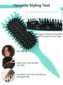 卷发梳，气垫防毛躁梳，抚平毛躁，增强卷发清晰度，不再飞散，非常适合卷发，家庭和旅行使用，发刷，梳子，美发工具，理发沙龙美容旅行必备品、返校、旅行度假必备品、女士发饰 - 彩色 - 查看 7