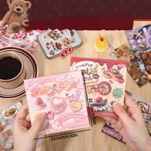 30Sheets Japanese Style Cute Food Stickers, Vintage Aesthetic Stationery Stickers For Planner, Scrapbook
