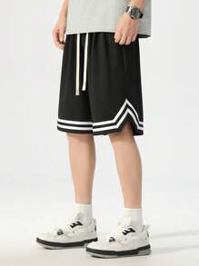 Plus Size Straight Cut Casual/Sports Bermuda Shorts, Suitable For Summer - Black - View 4