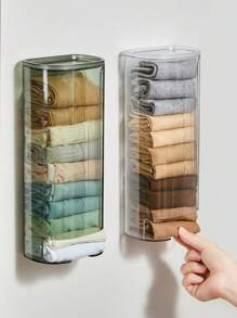 1pc Wall-Mounted Under Cabinet Organizer For Bras, Socks & Underwear - Transparent Plastic Hanging Storage Box With Multiple Compartments For Closet Organization, Closet Organizers And Storage