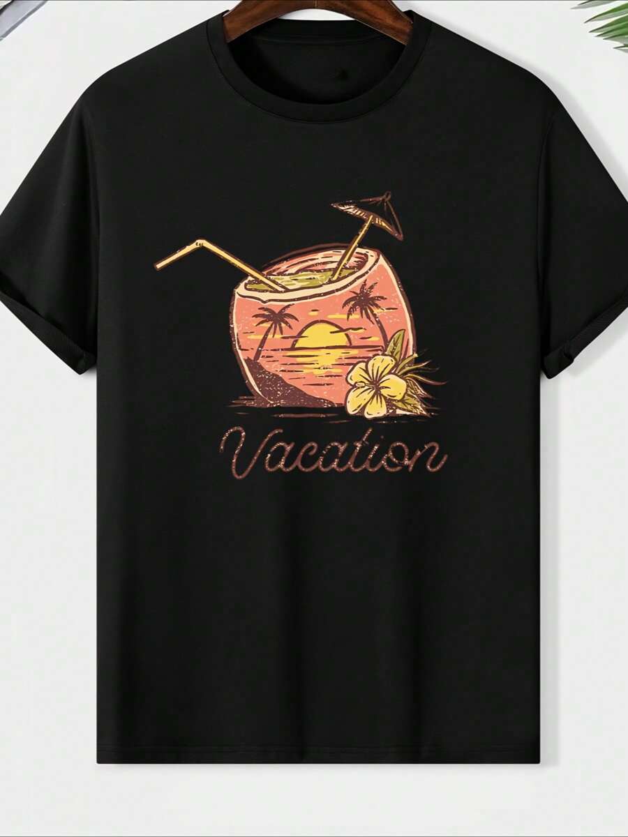 Camisetas casuales de hombre con estampado de palmeras tropicales, cómodas y versátiles, ideales para actividades al aire libre o ropa de ocio en verano, una excelente opción de regalo para hombres.