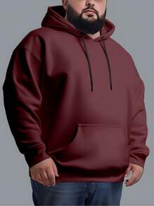 Men's Plus Size Sweatshirt  Hood Premium Mesh Cold Weather Blouse Basic Cotton Flannel Coat Various Colors - 紫紅色 - 查看 2