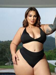 Conjunto de bquíni plus size com bojo cintura alta hot pats