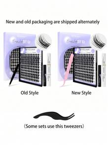 BEYELAN Lash Extension Kit, Lash Clusters Kit, D Curl DIY Lash Extension Kit With Lash Bond And Seal, Remover And Lash Applicator For Self Application At Home 144Pcs (719,Black)