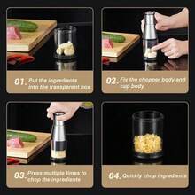 Prensa manual de ajo de acero inoxidable, cortador de verduras mini multifuncional apto para lavavajillas, utensilios de cocina para frutas (1 pieza) - Por defecto - Ver 3