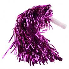 1 Pair Metal Foil Handle Cheerleading Pom Poms, Fluffy Shiny Cheerleading Pompoms With Handle For Sports Dance Party - Multicolor - View 9