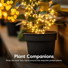Solar Powered Fireworks Lights, 100/200 LED Copper Wire Lights, 8 Modes, Suitable For Yard, Garden, Camping Decoration, Applicable For Holiday, Party Decoration (Multi-Color)