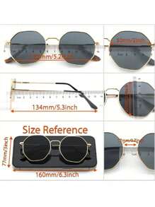 1pc/2pcs Full Metal Frame Fashion Fashion Glasses, Stylish European And American Retro Large Frame Glasses, Unisex - Multicolor - View 6