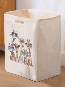 1 Rectangular Storage Basket With Giraffe Print Pattern, Foldable Box With Handle, Dirty Clothes Basket, Suitable For Living Room And Kitchen Clutter, Ideal For Organizing Socks And Accessories Home Bedroom Clothes Storage Organizer Closet Organization And Storage - Multicolor - View 17