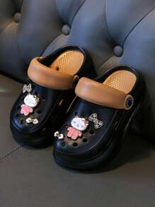 Sanrio 1 par de sandalias transpirables y con cortes para niñas, zapatos de playa/jardín de suela blanda y multifuncionales, aptos para niños de 3 a 12 años - Negro - Ver 2