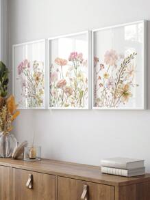 3 幅花卉画海报花卉海报植物墙艺术精美装饰画墙面印刷美学墙面艺术品厨房墙画客厅墙面装饰无框