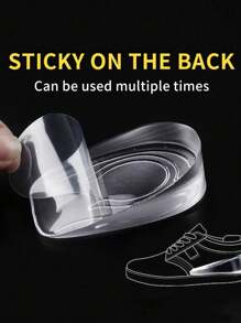 طُرُق سيليكون لزيادة الارتفاع تدخل في الحذاء جل رفع الكعب يُدرج شفاف مطاطي للرجال والنساء (1/2/3 سم)