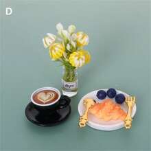 10pcs/Set Realistic Flower Vase, Coffee Cup, Bread Knife & Fork Model, Casual Miniature Creative Scene Props - Multicolor - View 12