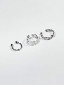 3pcs/Set Minimalist Retro Clip On Earrings, Earcuff Faux Piercing Earrings For Party Gifts, Minimalist Design