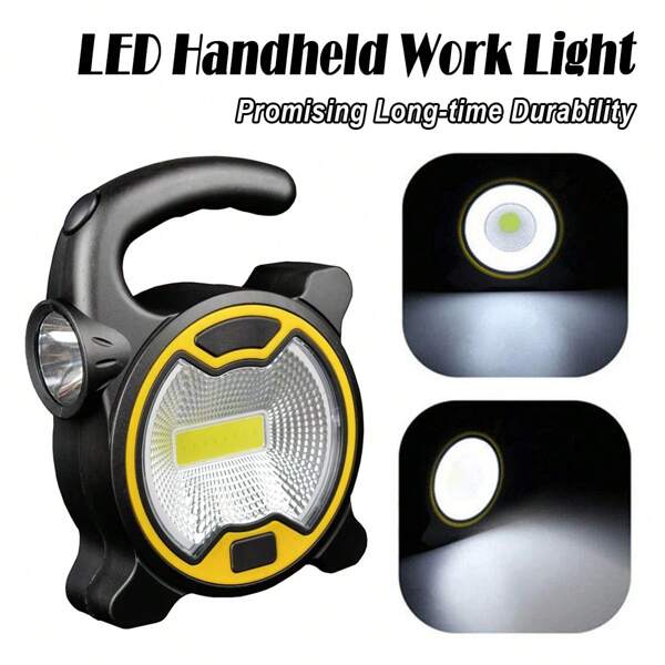 1 Stück tragbare Außen Handlaterne Taschenlampe Solar COB Camping Licht 3*AA Batterie Arbeitsleuchte, Solarleuchten für Outdoor