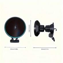 1个适用于车载充电器的15W快充磁吸式无线车载充电器，适用于 15/14/13/12手机支架，带出风口，支持无线充电功能