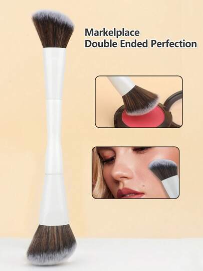 1/2pcs Double-Ended Makeup Brushes Set, Angled Foundation Brush, Round Foundation Brush, Contour Brush, Flat Foundation Brush
