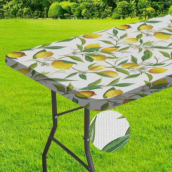 1pc, WashableOutdoor Tablecloth, Table Cover - Polyester With Elastic Edges - Great For Camping, Picnics And Garden Parties, Bright Colors, Outdoor Table Cover, Picnic Accessories, Can Be Used Indoors And Outdoors