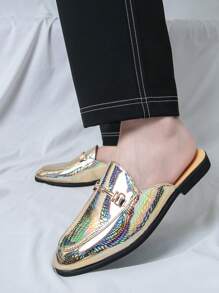 New British Style Men's Fashion Shiny Print Comfortable Breathable Casual Beach/Camping/Party Slippers - Gold - View 5