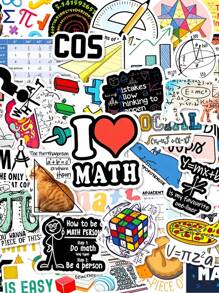 50 张数学涂鸦贴纸，卡通趣味风格数学符号，防水 PVC 材质，可重复使用，适用于头盔装饰、剪贴簿、汽车装饰、派对装饰、标签、贴纸、剪贴簿、笔记本、笔记本电脑、行李箱、吉他、水瓶、手机壳、时尚装饰 - 款式2 - 查看 1