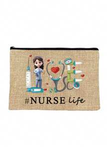 1 Nurse's Daily Printed Medicine Bag, Travel Pill Storage Bag, First Aid Kit, Reusable Medicine Bag For Travel And Cosmetics, Perfect Health Gift, Makeup Bag, Cosmetics Bag Travel Essentials Travel Accessories Travel Must Haves Holiday Essentials Holiday Travel Bag
