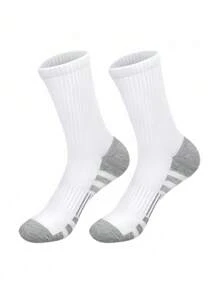 1/6/10/20/30 Pairs Black/White/Grey Solid Color All-Season Breathable Striped Pattern Crew Socks, Suitable For Men, Basketball & Sports - Multicolor - View 9